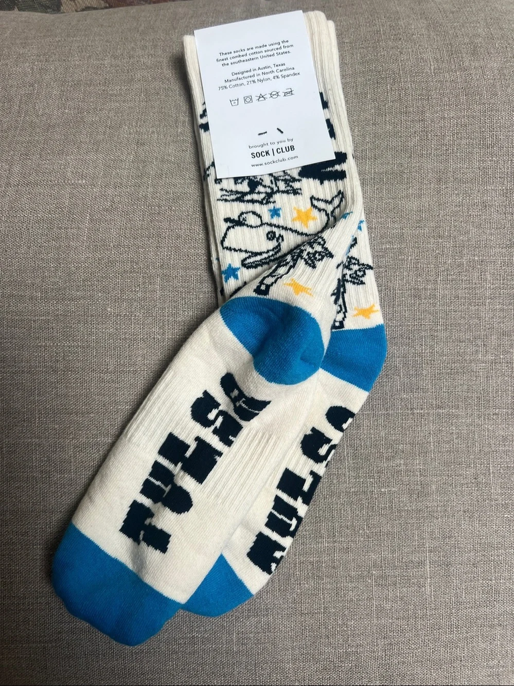 Tulsa, Oklahoma souvenir crew socks, whimsical local icons